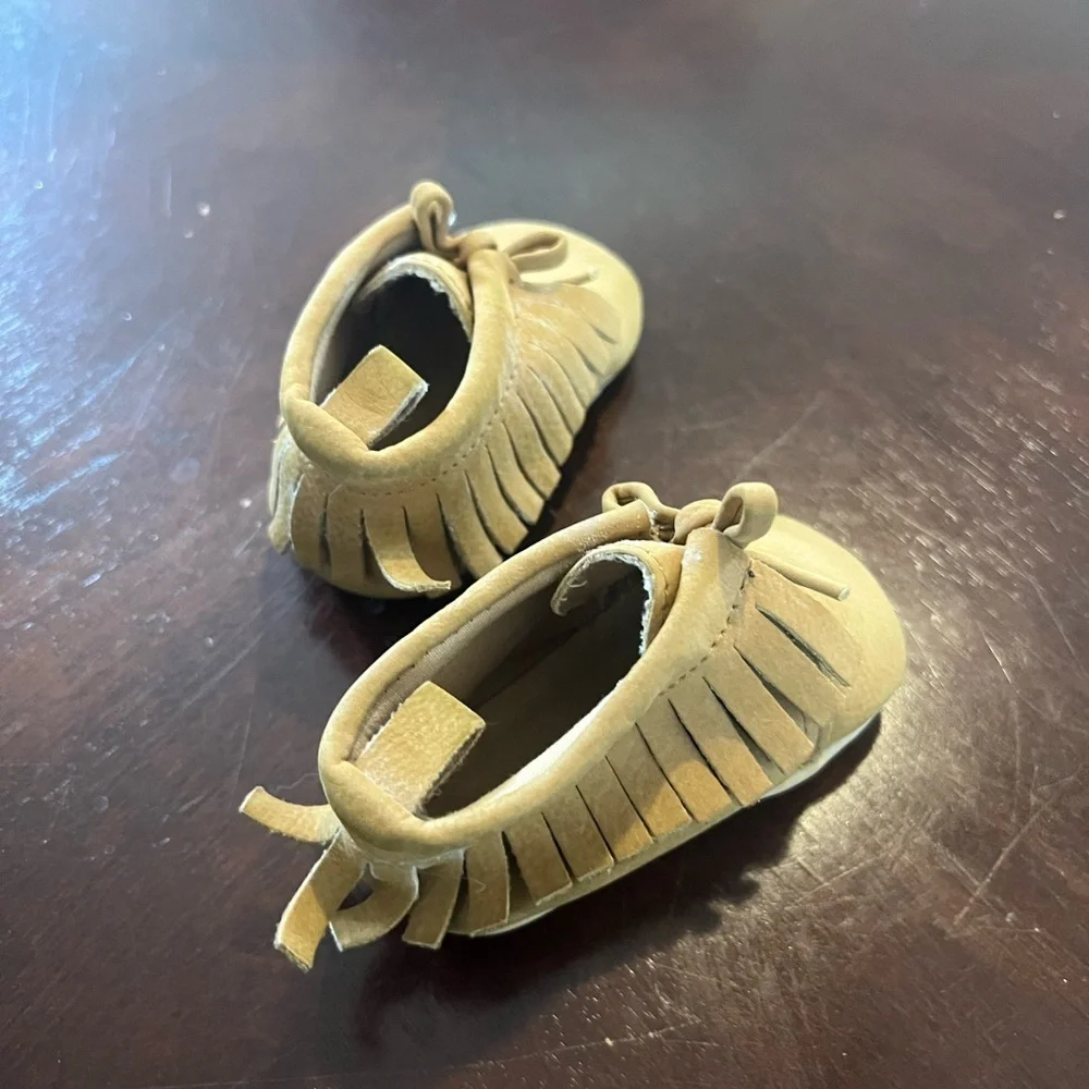 Old Navy Tan Moccasins with Fringe Detail